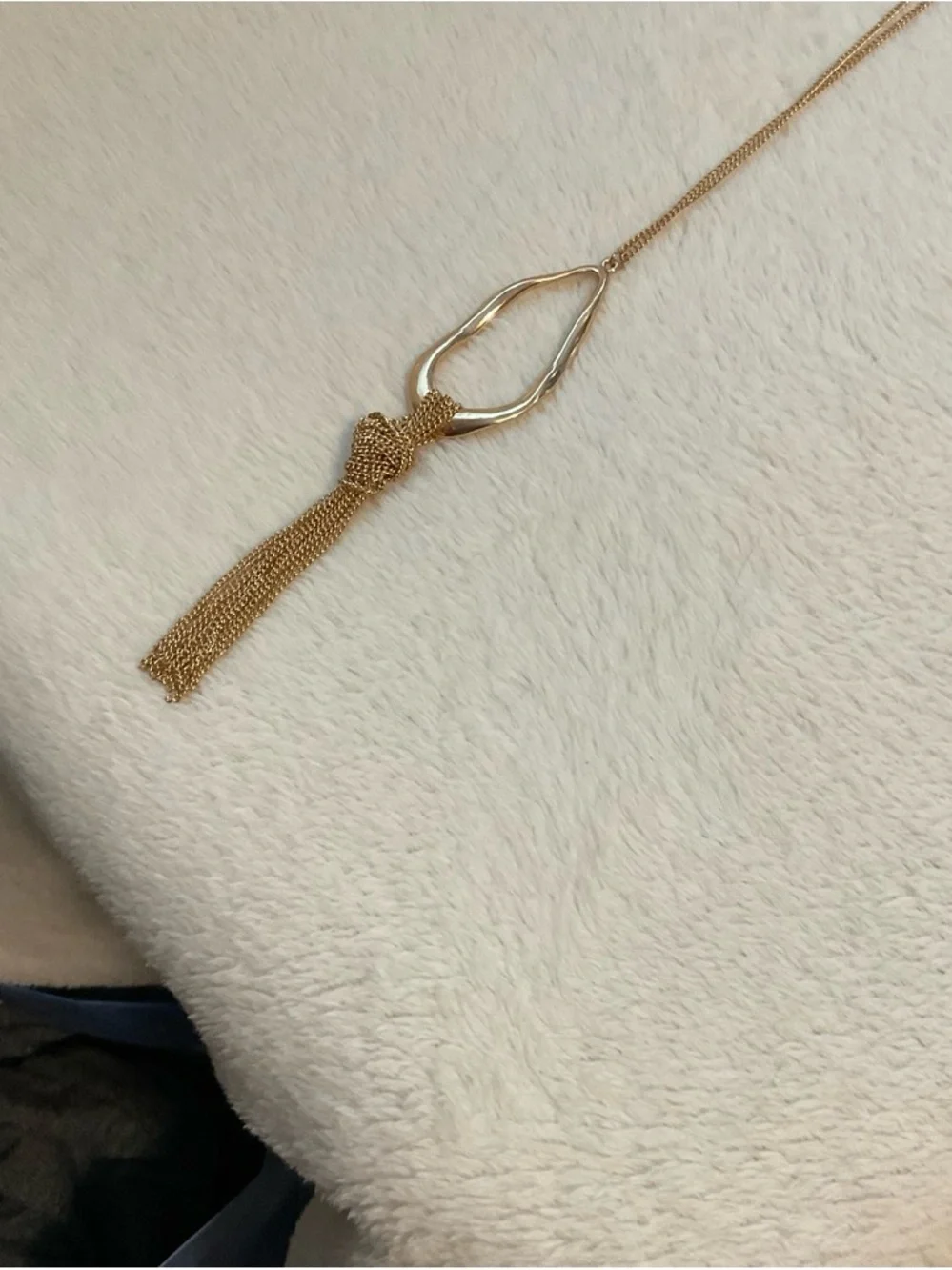 Long Gold Tassel Pendant Necklace for Women